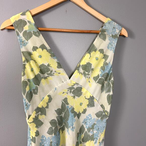 J. Peterman Dress Vintage 90's Blue Green Floral size 8 Medium Midi Summer - Picture 10 of 11